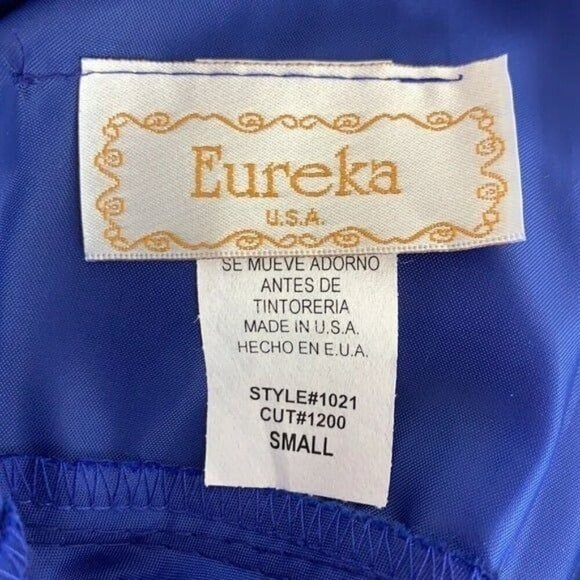 Eureka USA Vintage Hollywood Glam Cocktail Dress Crystal Accents Sz Small Blue - Picture 5 of 5